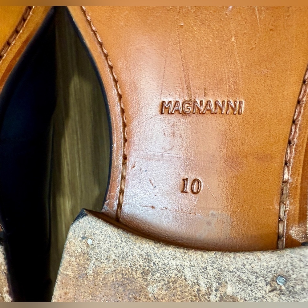 Magnanni Double Monk Strap Shoes Dark Blue Ombré Patina Leather Men’s Size 10 - Picture 6 of 7